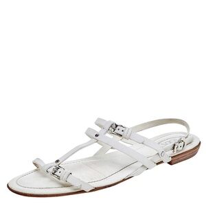 Tods White Patent Leather Strappy Sandals Size 35.5